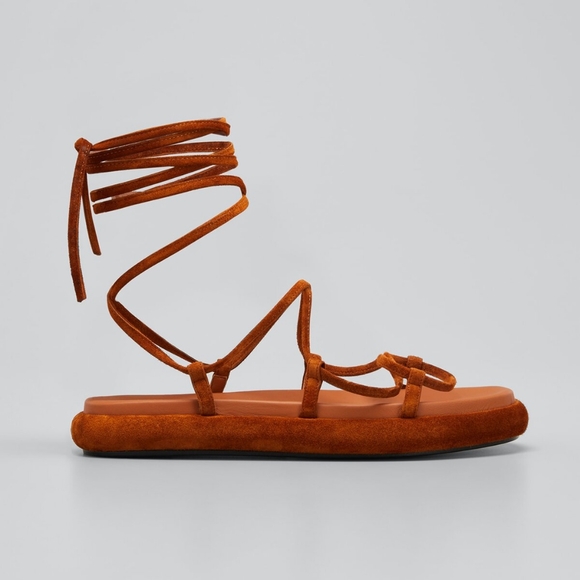 Khaite Alba Suede Ankle-Tie Gladiator Sandals - Picture 2 of 12